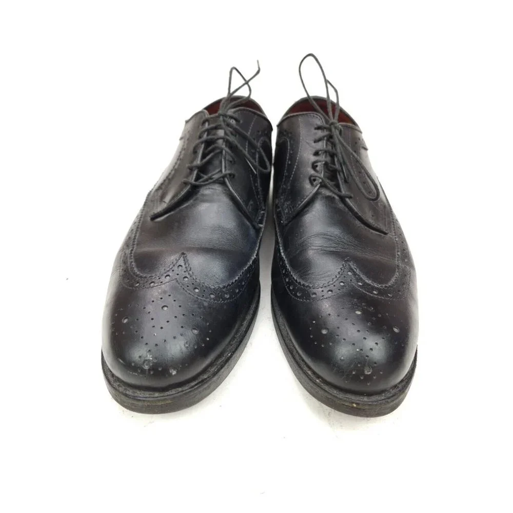 Allen Edmonds Black Brogue Wing Tip Size 10 D Vibram Soles